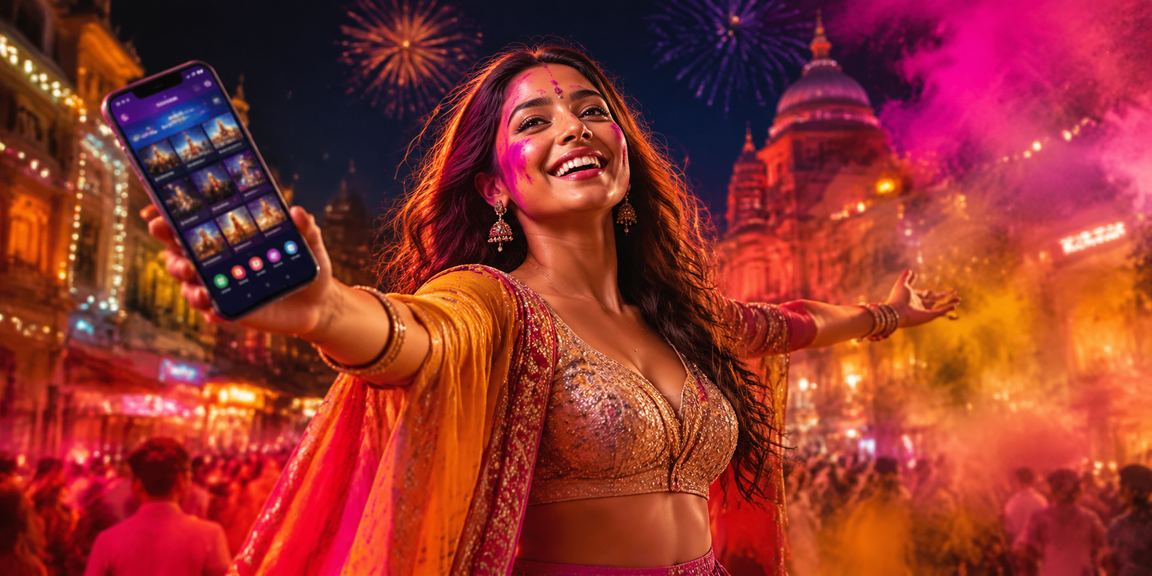 Mobile VIP player enjoying exclusive casino app experience during Holi festival